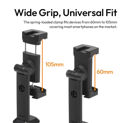 Image of ULANZI Phone Tripod Mount Adapter with Dual Cold Shoes & QR Plate, MA54 Cell Phone Holder for Tripod with 1 /4 inch Screw, Adjustable Smartphone Mount Adapter for iPhone, Android, Selfie Stick, Monopod