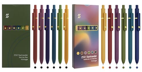 UIXJODO 6 Pcs 0.5mm Black Ink Vintage Barrel Gel Pens