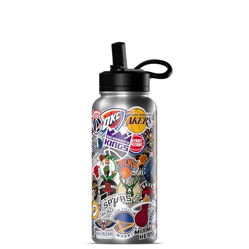 Hydrapeak x NBA Officially Licensed All Team Sticker Print 32 oz Insulated Water Bottle with Straw...