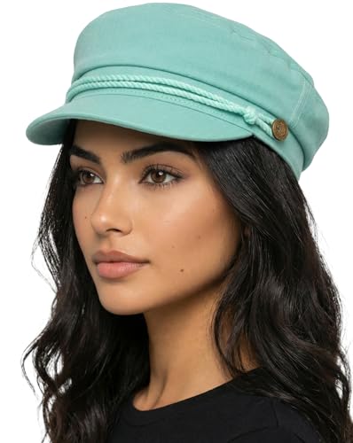 Funky Junque Cotton Newsboy Hat for Women – Trendy Greek Fisherman Cap, Classic Baker Boy Newsies Hats, Stylish Lightweight Ladies Cap - Mint
