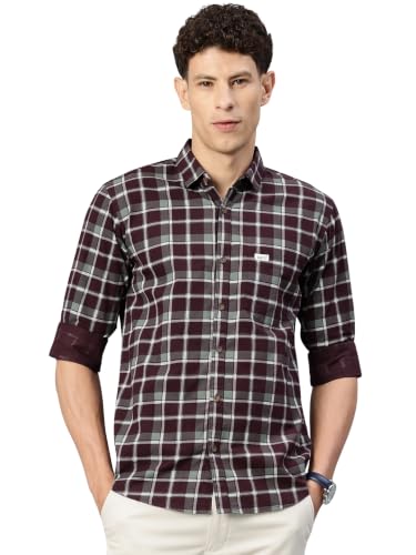 Image of Majestic Man Men's Pure Cotton Checkered Slim Fit Casual Shirt - Full Sleeve | Trendy & Comfortable