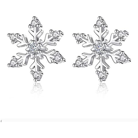 Pendientes de plata de ley 925 Zolkamery con diseño de copo de nieve Cover