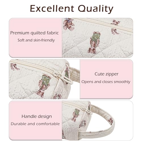 Image of RSRSLEII Quilted Hair Tools Travel Bag，Hair Styling Accessories Storage Case for Shark FlexStyle, Dyson Airwrap Hair Dryer, Curling Iron, Revlon Hair Tools，Portable and foldable(08Bear)