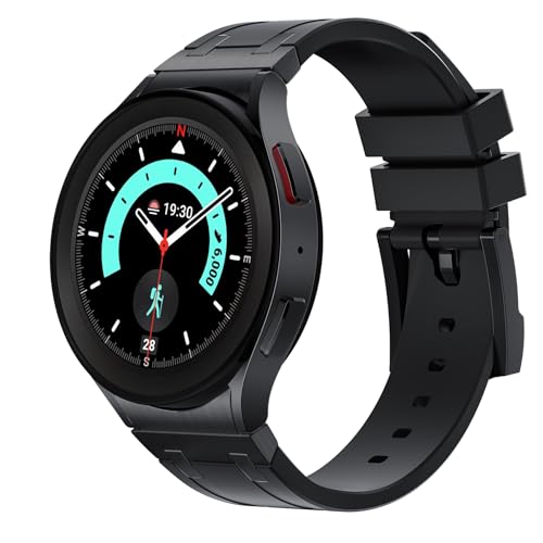 Hzran Bracelet en caoutchouc AP de luxe compatible avec Samsung Galaxy Watch 40 mm, 44 mm, 45 mm, bracelet en caoutchouc de silicone liquide avec adaptateur en acier inoxydable pour Galaxy Watch