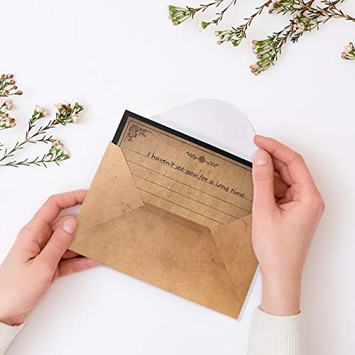 Lined Vintage Stationary Paper and Envelopes Set 48 Sheets + 24 Envelopes Old Fashion Stationery Set 7.3 Inch x 10.2 Inch