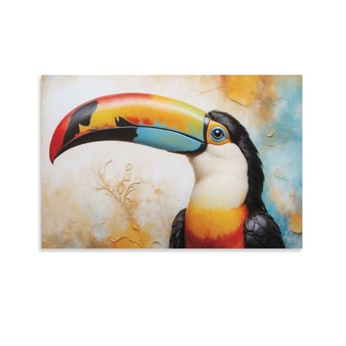Peinture à l'huile sur toile Toucan pour créer une ambiance chaleureuse en chambre