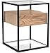 Amazon Brand – Rivet King Street Industrial Floating Side Table Night Stand, Walnut, Black Metal, Glass