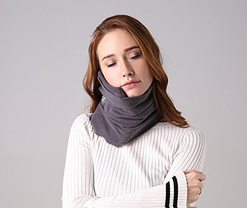 Neck Support Travel Pillow, Super Soft, Machine Washable Pillows for Outdoor, Camping,Office,Lunch Break, Flights (Grey)