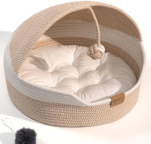 Cat Bed for Indoor Cats — side view showing full product dimensions