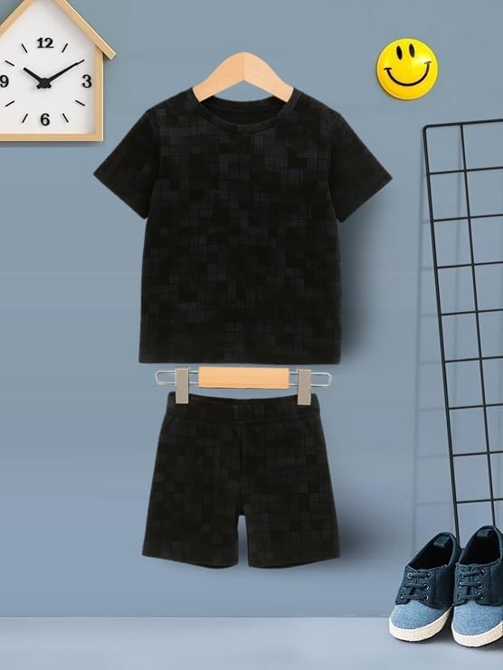 Image of UZARUS Kids Boys' Printed T-Shirt and Shorts Combo Set | Comfortable Summer Wear | Daily Casual Outfit | (Pack of 3)