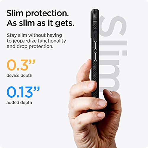 Image of Spigen Rugged Armor Back Cover Case for iPhone 13, Carbon Fiber Detail, Resilient Shock Absorption - TPU | Matte Black
