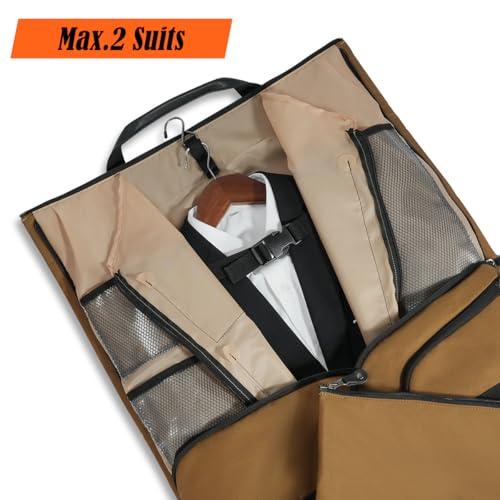 Image of WELKINLAND 2-Suit Garment Duffle Bags for Travel Men, 60L-Large Carry on Garment Duffel Bag, Convertible Garment Duffel Bag w /Shoe Compartment, Foldable Garment Bags for Hanging Clothes Travel