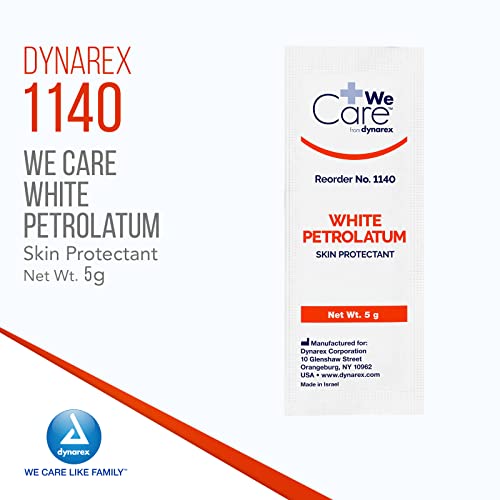 Dynarex White Petrolatum, Petroleum Jelly For Dry Or Cracked Skin, Soothing White Petroleum Jelly For Minor Skin Irritations, 5G Foil Packets, 1 Box Of 144 Petroleum Jelly Packets #TOP1