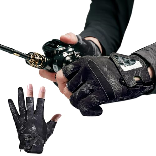 2XK-NOV Guantes de Pesca Antideslizantes, Guantes de Ciclismo de Verano de Aterrizaje Medio Dedo para Hombre y Mujer para Pesca en Hielo, Caza (Gris Oscuro, L)