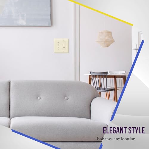 Image of ENERLITES Combination Toggle Light Switch /Decorator Light Switch Plate, Double Switch Wall Plate, Mid-Size 2-Gang 4.88 inch x 4.92 inch, Polycarbonate Thermoplastic, 881131M-LA, Light Almond