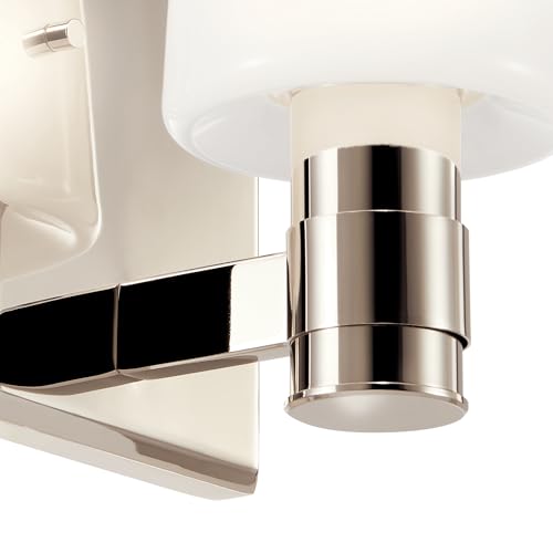 Image of Kichler Adani 1-Light Wall Sconce, Modern Light with Opal Glass in Polished Nickel, for Bathroom, Powder Room, Kitchen, Bedroom, or Hallway (8.5 inch x 5 inch), 55174PN