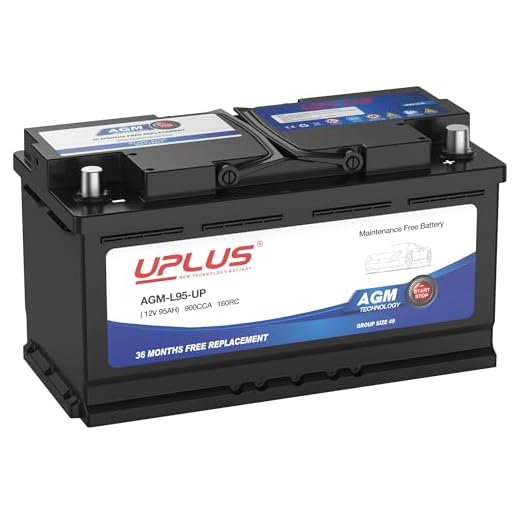 UPLUS BCI Group 49 Car Battery, AGM-L95-UP Maintenance Free 12V 95Ah Premium AGM Batteries H8 L5 Automotive Battery, 900CCA, 160RC