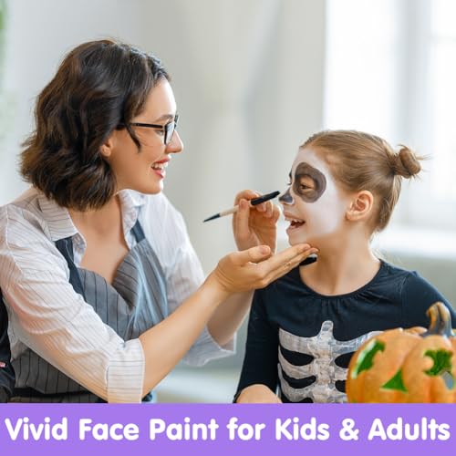 LOPHE Kinderschminke Set, 42 Farbe Body Face Paint Schminke mit 10 Pinsel, Körper Gesichtsfarben Kinder Glitter Bodypainting für Theaterschminke Karneval, Halloween, Cosplay