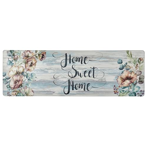SoHome Cozy Living Anti Fatigue Kitchen Mat for Floor, Floral Themed Kitchen Rug Mat, Stain Resistant, Easy Clean, 1/2 Inch Thick Kitchen Mat, 18" x 55", Pink/Grey
