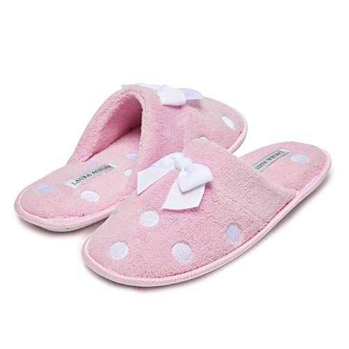 Image of Laura Ashley Ladies Embroidered Soft Terry Scuff Slipper