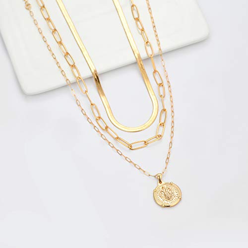 Hidepoo Gold Coin Pendant Necklaces For Women, 14K Gold Plated Dainty Coin Pedant Medallion Necklace Snake Chain Choker Necklace Gold Coin Necklaces For Women #TOP5