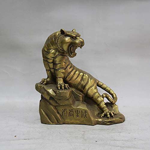 Tigre en Laiton Pur Feng Shui : Ornement en Cuivre Artisanat d'Art Salon