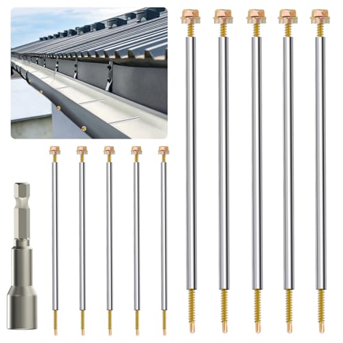 CareForge 30PCS 8 Inch Gutter Screw & 304 Ferrule Kit and Magnetic Socket Included, Premium Repair Set for 6-Inch Metal Gutters