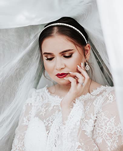 Wecoe Rhinestone Headband Women Silver Headband Women Non Slip Fashion Bling Sparkly Diamond Headband Hair Band Birthday Wedding Bridal Holiday Hair Accessories For Women Girls Valentine's Day Gifts #TOP3