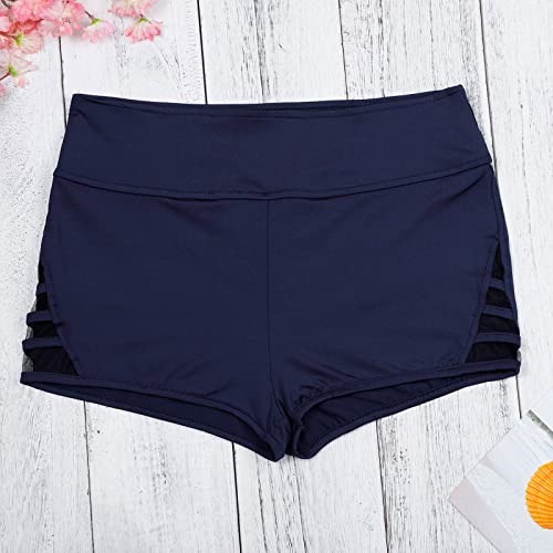 MYNKYLL Short feminino de cintura alta para corrida fitness fitness fitness corrida, Azul, M