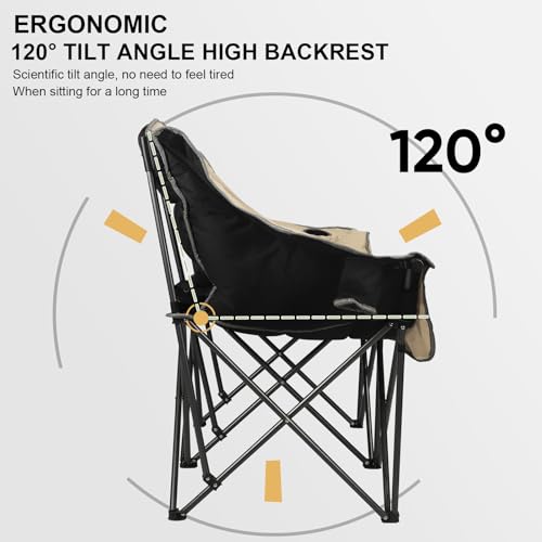 Double Folding Camping Chair Fully Padded Loveseat Camping Couch Oversized 2 Person Lawn Chair Sofa w/Cup Holder,Wine Glass Holder,Mesh Storage for Patio Picnic Beach,Support 600lbs,Beige miniatura 5