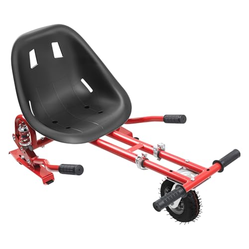 MaxEarn Hoverboard Sitz, Hoverkart Sitz für Universal 6,5'-10' Wheel Balancing Sitzscooter mit Innovativer Federung, Stoßdämpfern Luftgefülltem Frontreifen (Rot- Luftbereifte Räder)