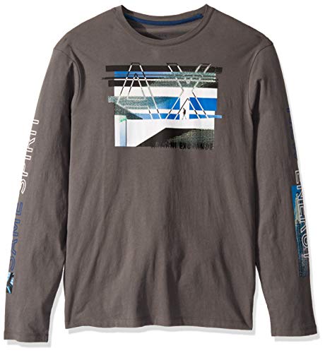 A|X Armani Exchange Men's Long T-Shirt Graphic Same Spirit New Energy Sleeves, Iron gate, M