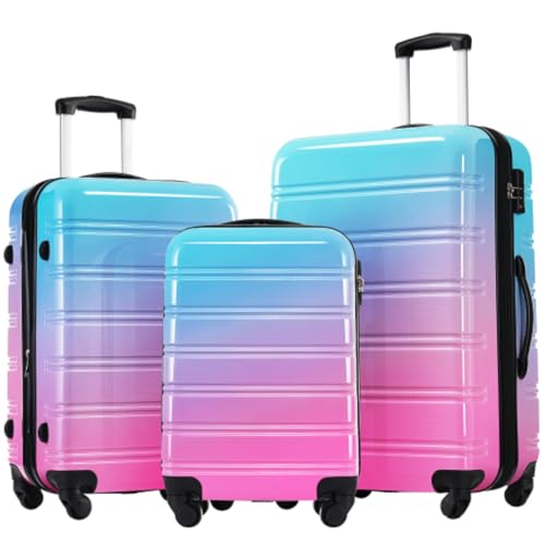 Hardshell Luggage Set 3 Piece Ombre Expandable Luggage with Spinner Wheels and TSA Lock Lightweight 20