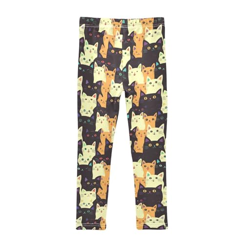 Cute Cat Girls' Leggings Toddler Doodles Kids Yoga Pants Dance Active Tights 4T2