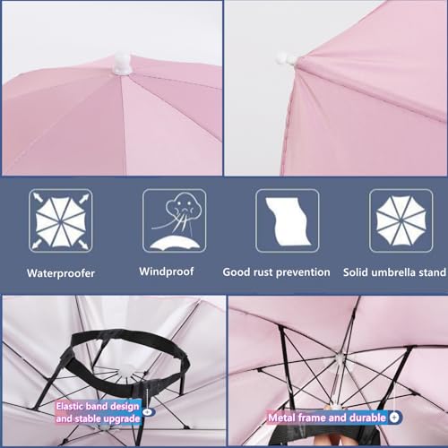 Pacote com 4 chapéus de guarda-chuva para adultos, chapéu de guarda-chuva de cabeça de 66 cm de diâm