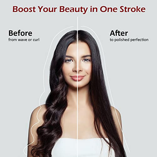 Ionic Hair Straightener Brush Upgrade 2.0,Glamfields Electrical Heated Hair Straightening With Faster Heating, Mch Ceramic Technology, Auto Temperature Lock, Anti Scald, Heat Resistant Glove(Black-01) #TOP6