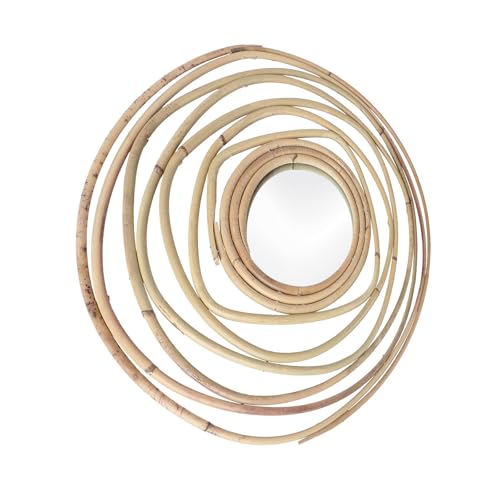 EXAOMBLE Espejo y Estilo Minimalista de Pared Decorativo de Ratán Tejido a Mano Diseño Artesanal Delicado para Maquillaje y Hogar para Baño y Sala