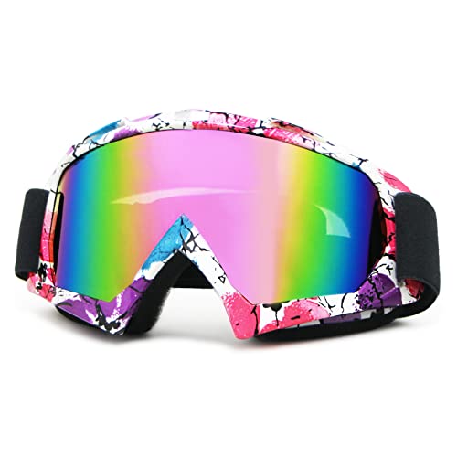 Dirt Bike Goggles Atv Motorcycle Goggles For Men Motocross Riding Goggles Uv400 Otg Offroad Goggle Mx Helmet Racing Four Wheeler Goggles For Adults Women Youth Kids (Blossom Frame+Color Pink Lens) #TOP30
