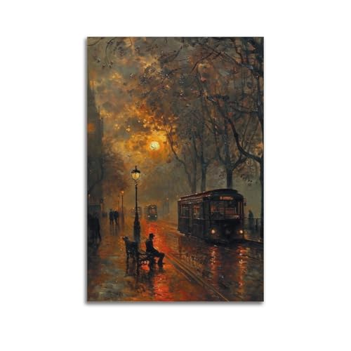 Affiches peinture huile paysage urbain pour une deco interieure vintage