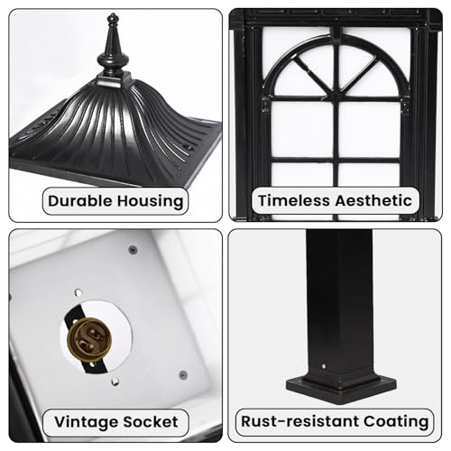 Image of GIGAWATTS 1266 30 Outdoor Garden Light - 101% Rust & Waterproof Die-Casting Aluminium Exterior Lamp for Garden, Boundary Street & Home Entrances (B22 Holder, Bulb Not Included, Black)
