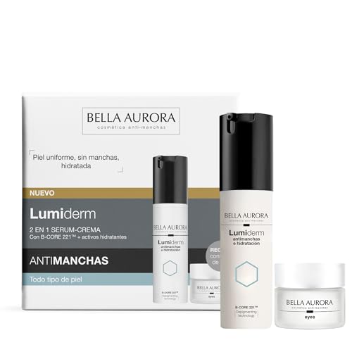 Bella Aurora Pack Lumiderm Antimanchas e Hidratación con B-Core 221™ + Activos Hidratantes + Eyes Contorno de Ojos | Sérum-Crema 2 en 1 30ml + Eyes 15ml | Rutina Unificadora e Hidratante