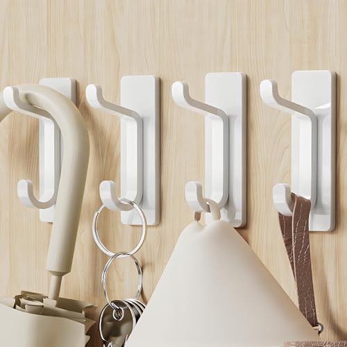 Gancho Adhesivo De Pared, Soporte Para Toallas De Baño, Gancho Para Toallas De Cocina, Gancho Adhesivo Para Abrigos, Accesorio De Pared Sin Taladrar, Impermeable, Inoxidable, Blanco, 4 Piezas