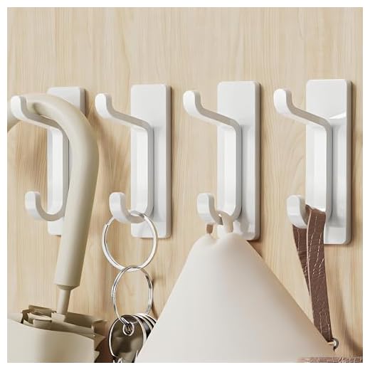 pickpiff Crochet Adhesif Mural, Porte Serviette Salle de Bain, Accroche Torchon Cuisine, Porte Manteau Adhésif, Attache Murale Sans Percer, Etanche, Antirouille, Blanc, 4 Pièces