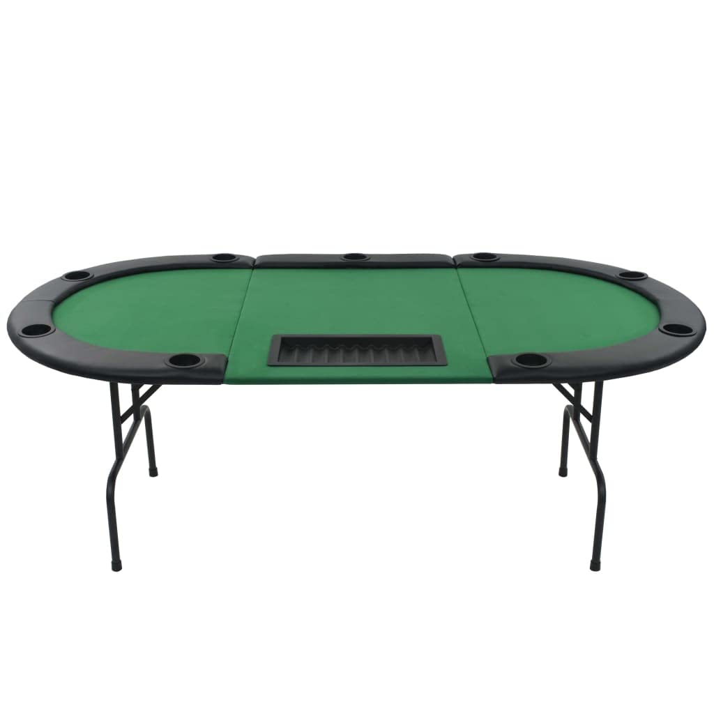 JOEBO Tavolo da poker pieghevole per 9 giocatori, tavolo da gioco pieghevole per il tempo libero, tavolo da casinò portatile per sala giochi con portabicchieri e binari imbottiti, 206 x 105,9 x 75,9