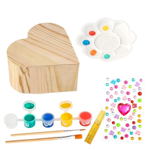 Generico Paint Your Own Wooden Jewelry Box, Wooden Drawing Kit | Wooden Storage Box and Crafts for Kids Aged