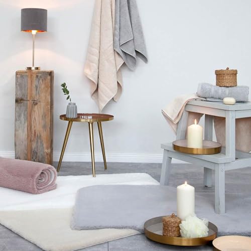 Knutzen Wohnen Alfombra de baño mullida, 60 x 100 cm, color plateado, apta para calefacción por suelo radiante, antideslizante, lavable, acogedora alfombrilla de baño para tu hogar