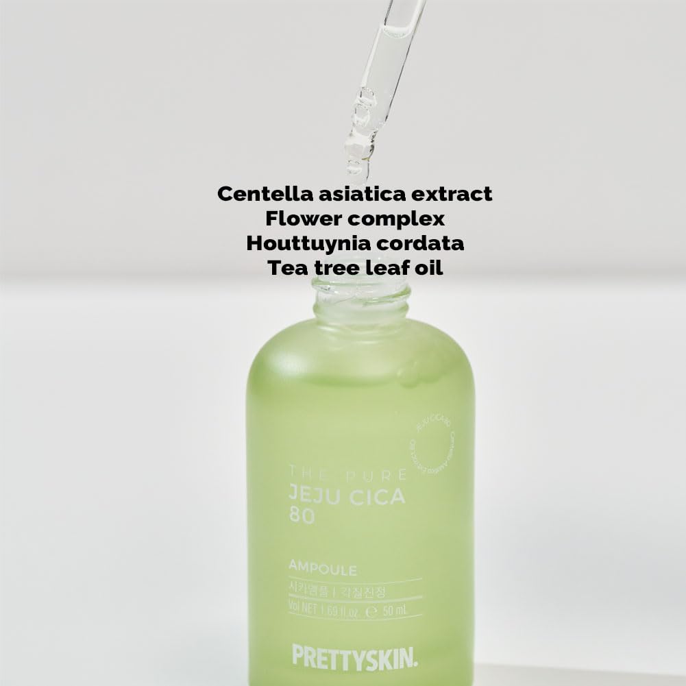 PRETTYSKIN Jeju Centella Asiatica 80% Soothing Ampoule – Calming Serum for Sensitive Skin with Tea Tree & Flower Complex, Hypoallergenic & Dermatologist Tested 1.69 fl. oz. - Image 4