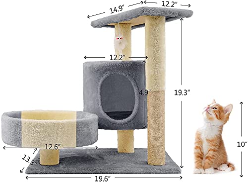 Arbre à chat stable en bois beige pour petit chaton de salon - 3