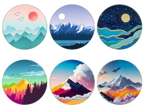 6 Pack Cell Phone Stand，Collapsible Cellphone Grip Holder for Smartphones and Tablets - Moutain Sun