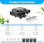 AQQA Powerful Aquarium Air Pump Adjustable Fish Oxygen Aerator Pump for Outdoor Ponds Hydroponic 4 Outlets Commercial Air Pump Bubbler with Accessories for Fish Tank Up to 600Gal(10W,237GPH)